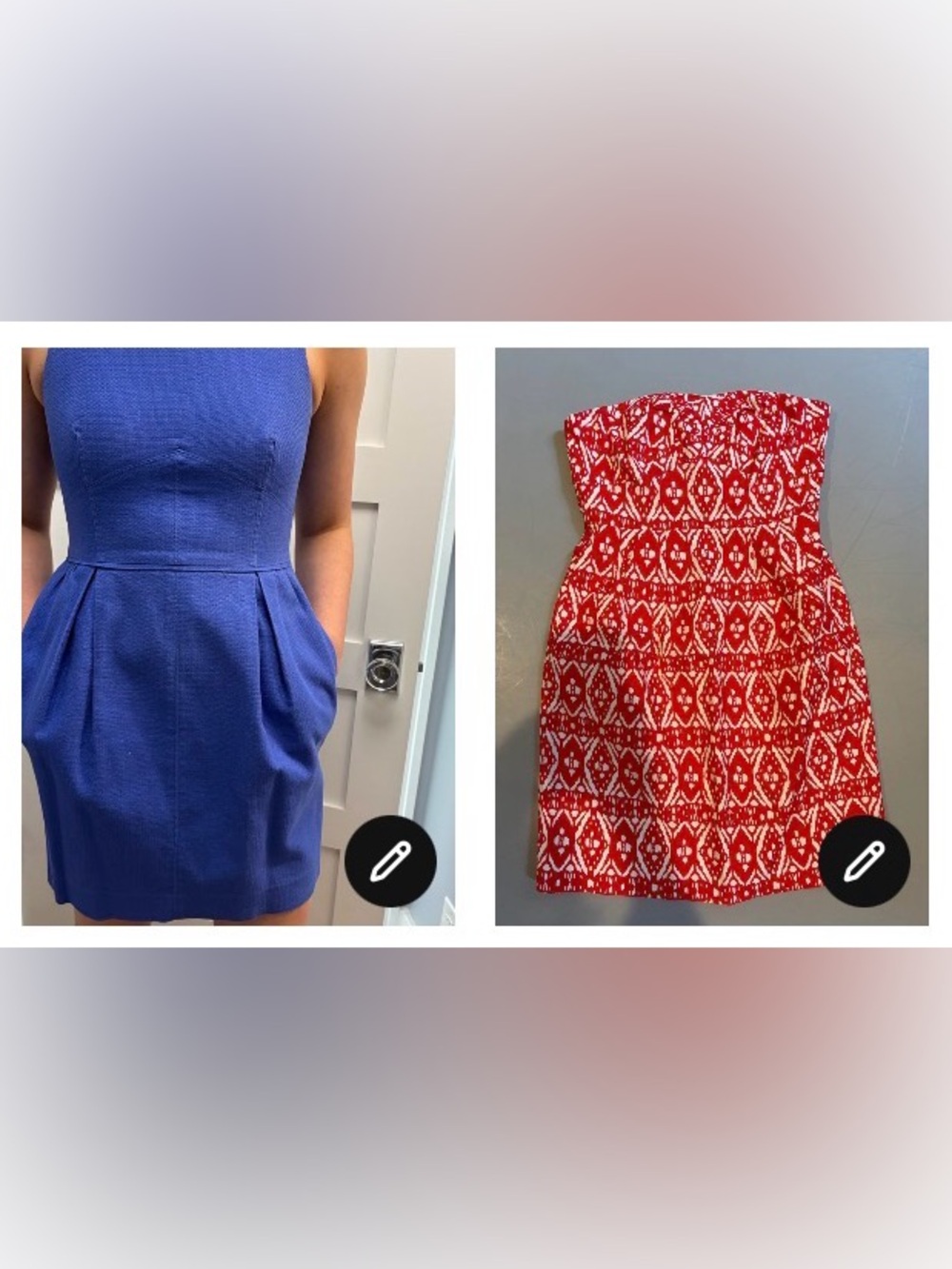 J.Crew Bundle of 2 Cotton Dresses.1 great Price! Blue Sleeveless & Red strapless